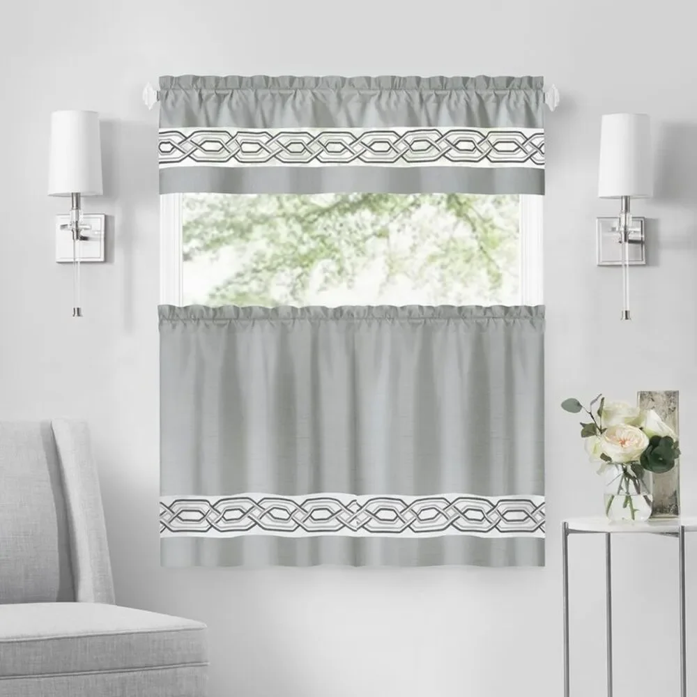 PowerSellerUSA Crisp & Clean Minimalist Two-Tone Window Curtain Set with